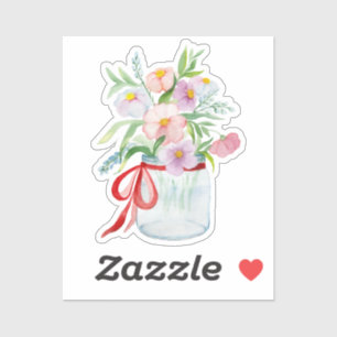 Sticker Bouquet d'aquarelle de fleurs dans un vase avec un