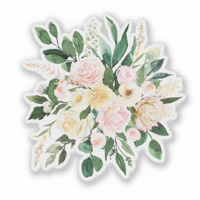 Sticker Bouquet de fleurs rose pâle et blanc (Devant)