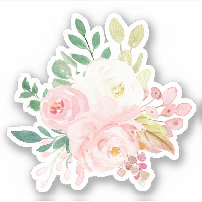 Sticker Bouquet De Fleurs Roses Et Crèmes Vierges (Devant)