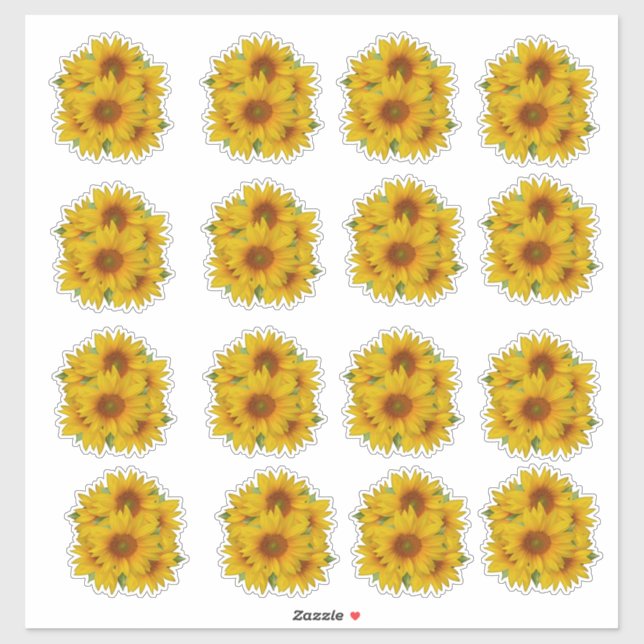 Sticker Bouquet de tournesols joyeux (Feuille)