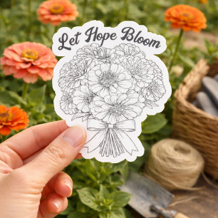 Sticker Bouquet de zinnias « Que l'espoir fleurisse » flor