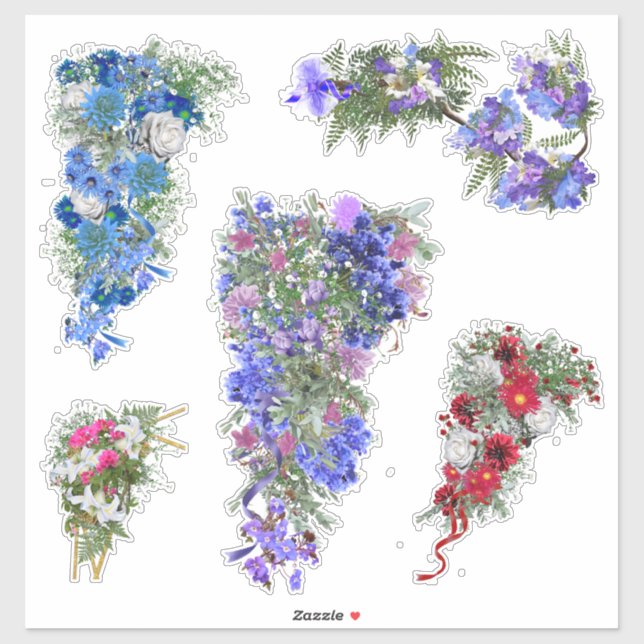 Sticker Bouquets de fleurs mariages (Feuille)
