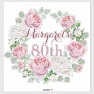 Sticker Bourgogne Pink Country Rose Floral 80e anniversair