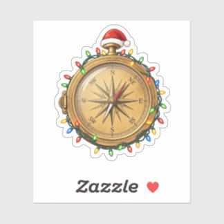 Sticker Boussole de navire Santa Chapeau Lumières de Noël
