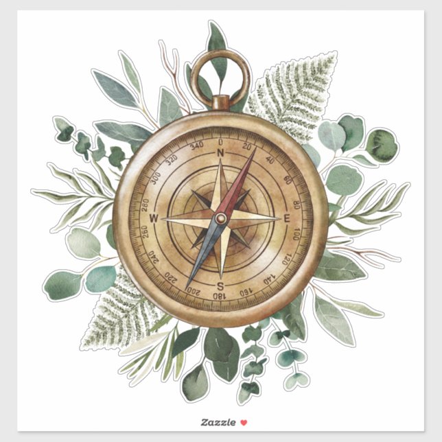 Sticker Boussole de remplissage aquarelle (Feuille)