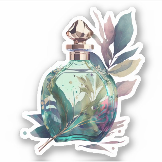 Sticker Bouteille de parfum feuillu (Devant)