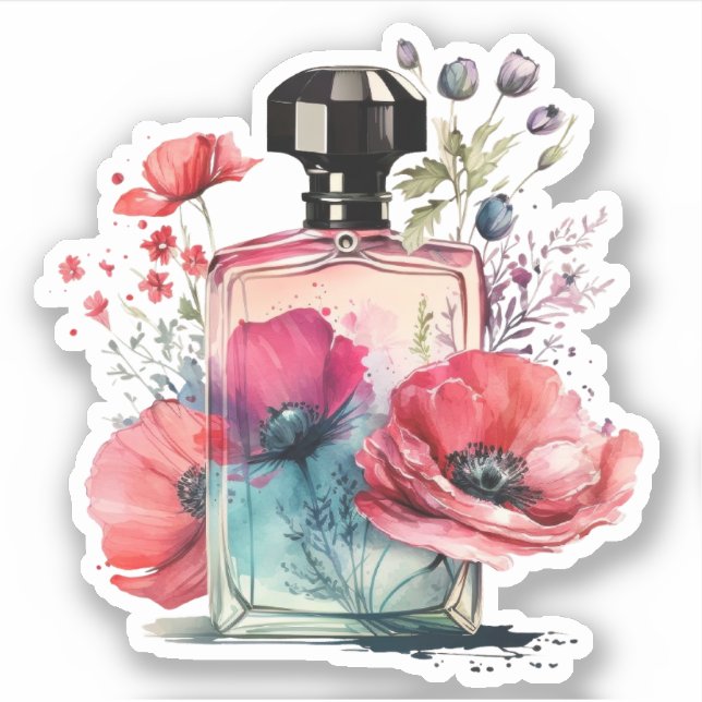 Sticker Bouteille de Parfum Floral (Devant)