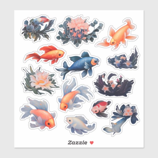 Sticker Bouteille de poisson d'aquarelle (Feuille)