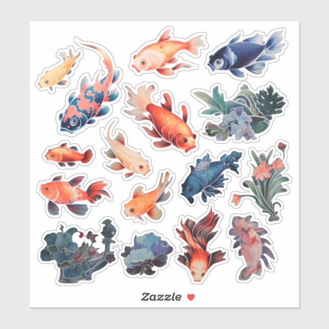 Sticker Bouteille de poisson d'aquarelle (Feuille)