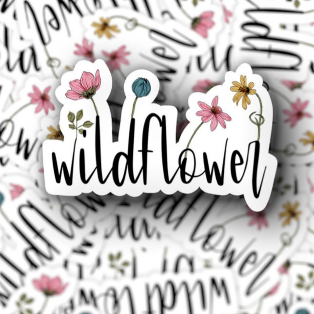 Sticker Bouteille d'eau pour ordinateur portable fleur sau (Wildflower Motivational Sticker PiggyPrint Stickers.)