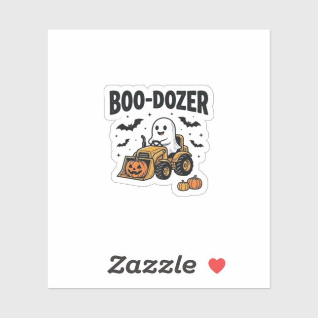 Sticker Bouteur fantôme Halloween Boo-Dozer Design_1 (Feuille)