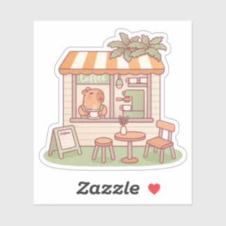 Sticker Boutique De Café Cute Capybara Barista