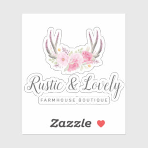 Sticker Boutique Logo Rustique Rustique Rose-Brut Antlers