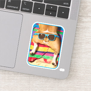 Sticker Bouton de chien avec lunettes de soleil