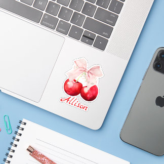 Sticker Bow personnalisé Coquette Cerise Rose Cut