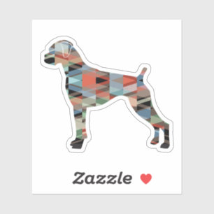 Sticker Boxer Chien Oreilles naturelles Geo Silhouette Pla