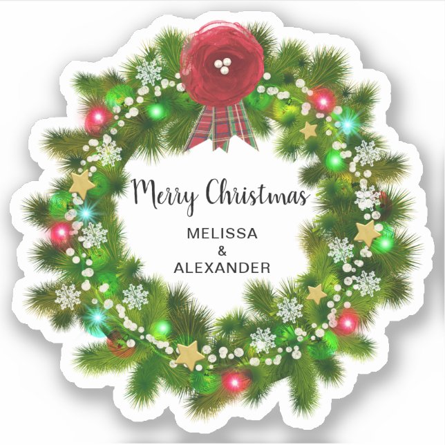 Sticker Branche de couronne Holly Joyeux scellés enveloppe (Devant)