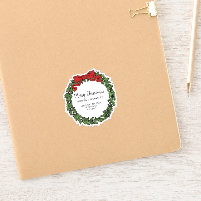 Sticker Branche de couronne Holly Joyeux scellés enveloppe (Carnet)