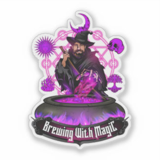 Sticker Brassage Avec Magic Brew Wizard Avec Logo Texte