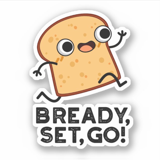 Sticker Bready Set Go Funny Running Pun Pain (Devant)