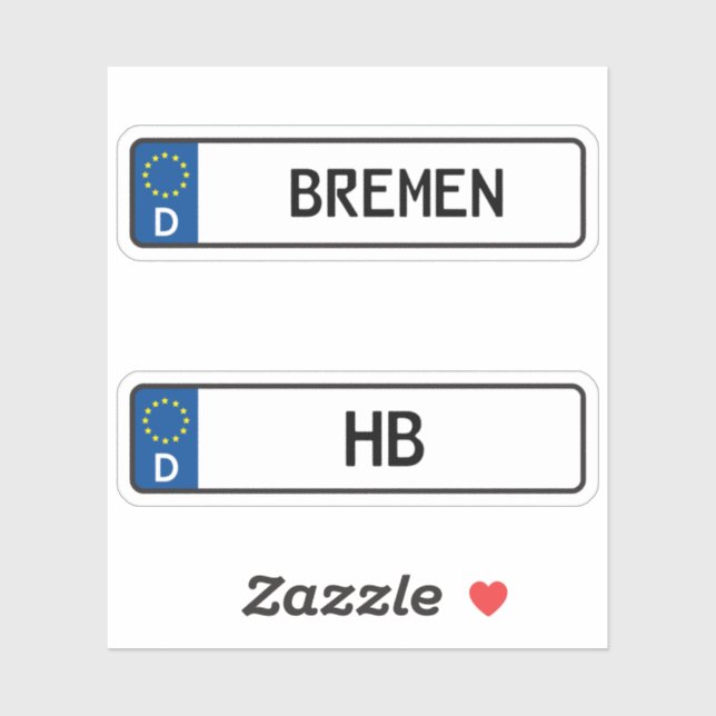 Sticker Bremen kennzeichen, Plaque allemande d'immatricula (Feuille)