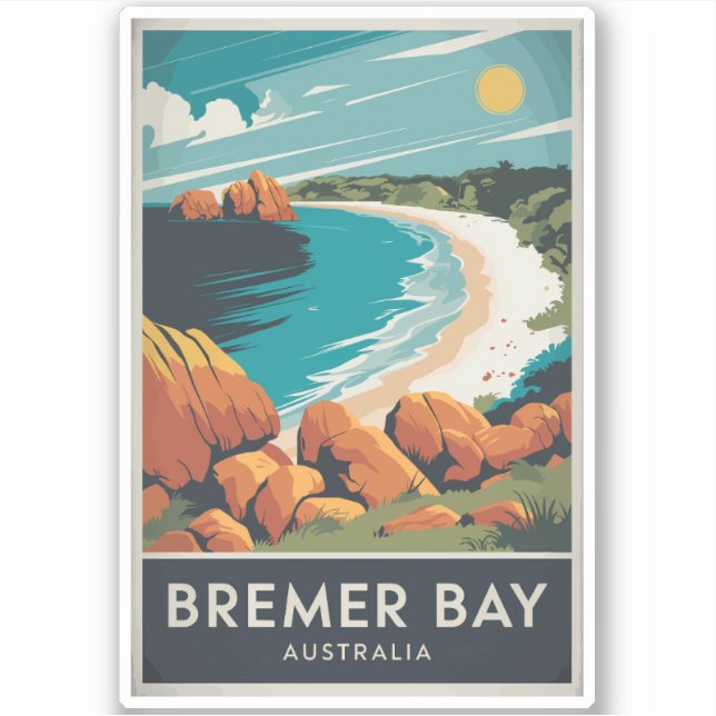 Sticker Bremer Bay Australie Illustration Voyage Art Retro (Devant)