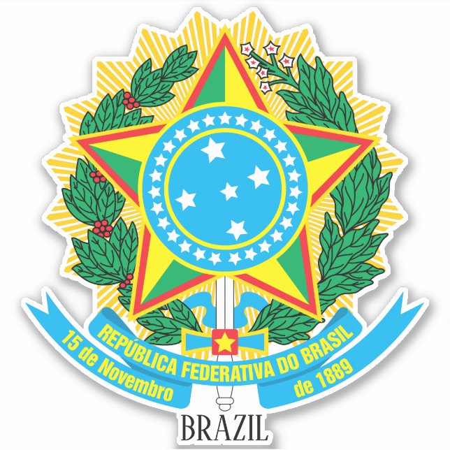 Sticker Brésil Manteau National D'Armoiries Patriotique (Devant)