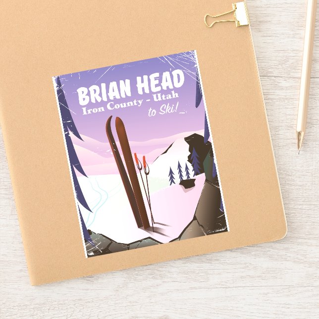 Sticker Brian Head, Iron comté Utah, USA poster ski (Carnet)