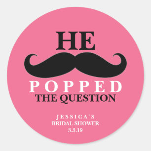Sticker   Bridal Shower - He Popped the ?