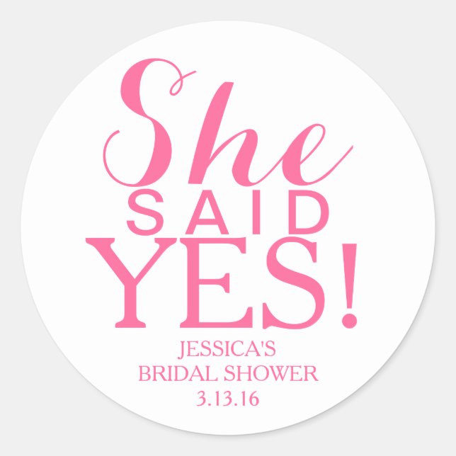 Sticker | Bridal Shower - She Said Yes! (Front)
