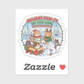 Sticker Bright & Festive Meowy Cats – USA Christmas Sticke