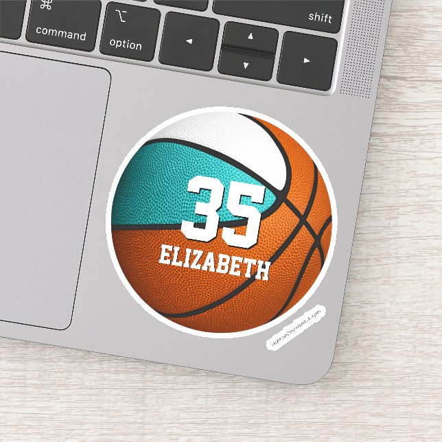 Sticker Bright turquoise filles blanches basketball (Détail)