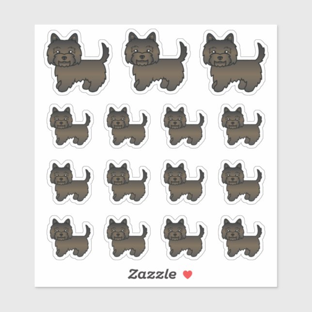Sticker Brindle foncé Cairn Terrier joli Chiens de dessin (Feuille)