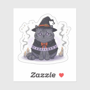 Sticker Brit Familiar - British Shorthair Witch