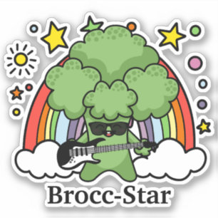 Sticker Brocoli vert Brocc, rock Star