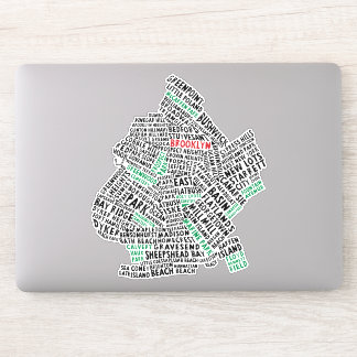 Sticker Brooklyn New York City Word Art Map