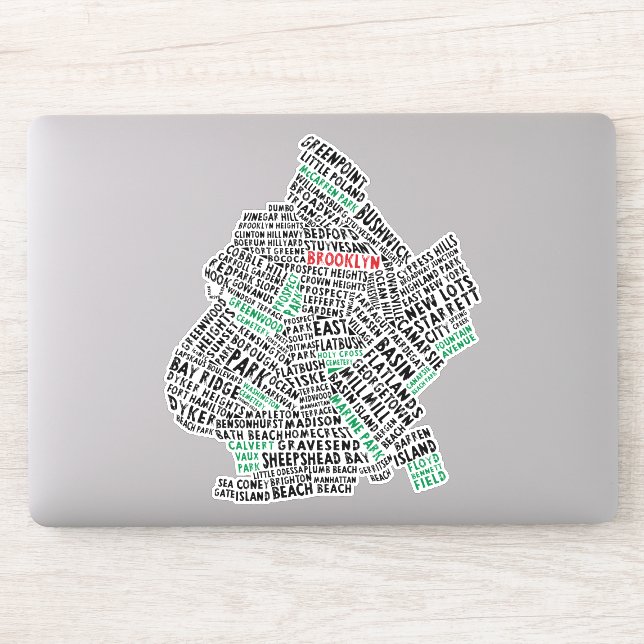 Sticker Brooklyn New York City Word Art Map (Ordinateur)