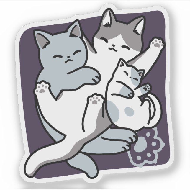 Sticker Brosse à lait - Chats à couchage mignon (Devant)