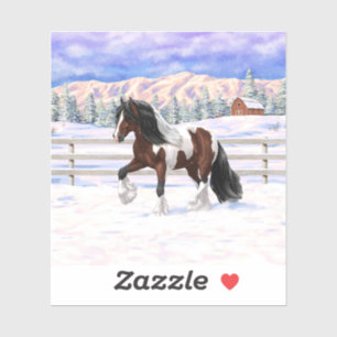 Sticker Brown Bay Gypsy Vanner Draft Horse