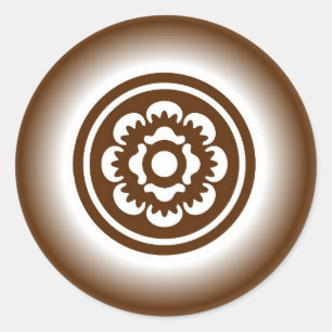 sticker Brown blanc beige floral étiquette
