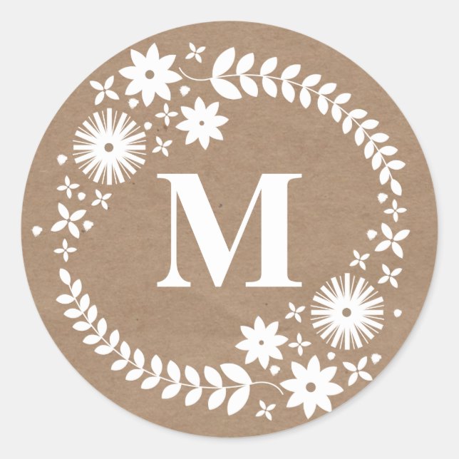 Sticker Brown de monogramme de couronne blanche (Devant)