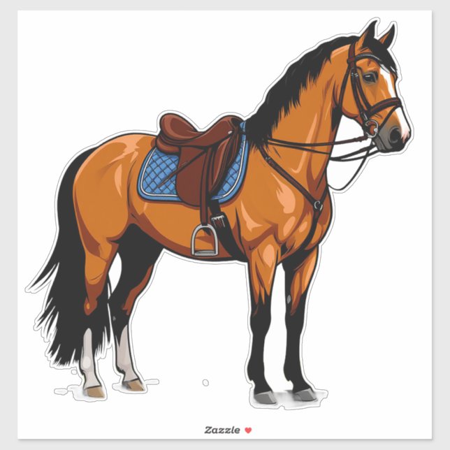 Sticker Brown Horse With Saddle (Feuille)