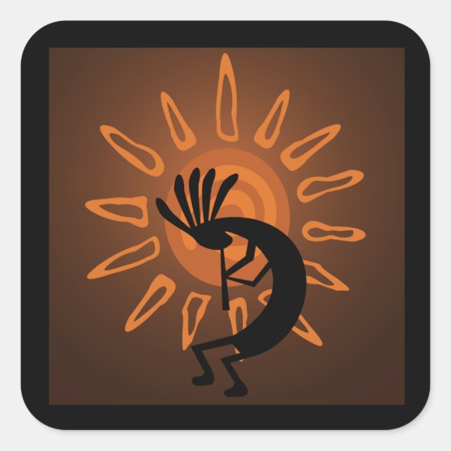 Sticker Brown Kokopelli Sun Southwest Rustic (Devant)