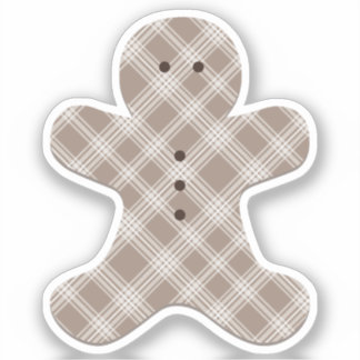 Sticker brown plaid gingerbread man 