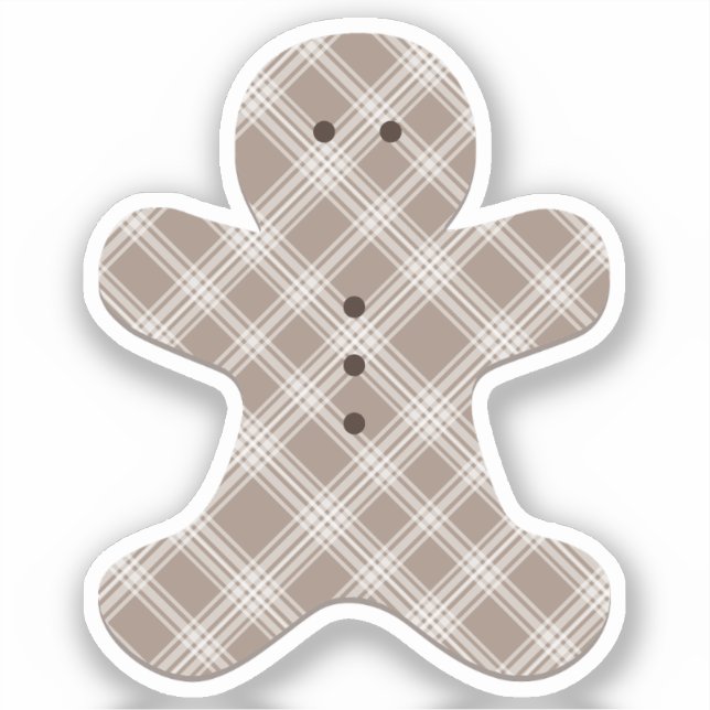 Sticker brown plaid gingerbread man  (Recto)