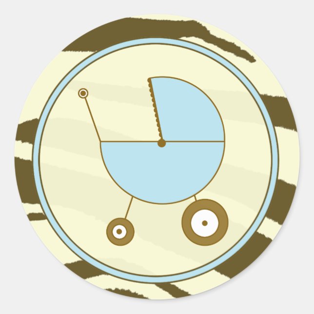 Sticker Brown Zebra Print et Blue Baby Carriage (Devant)