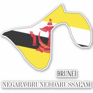 Sticker Brunei Drapeau Charme Carte Patriotique