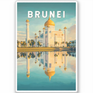 Sticker Brunei Illustration Voyage Art Vintage