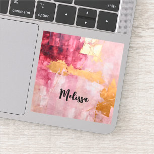Sticker Brush artistique touche or et rose