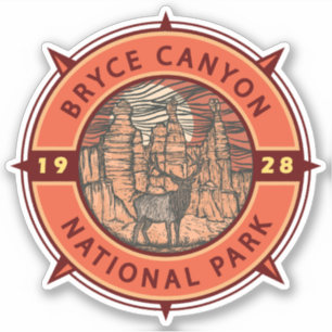 Sticker Bryce Canyon Parc national Elk Retro Compass
